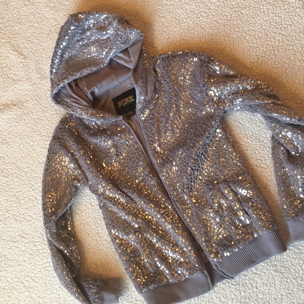 Love Pink metallic animal print hoodie